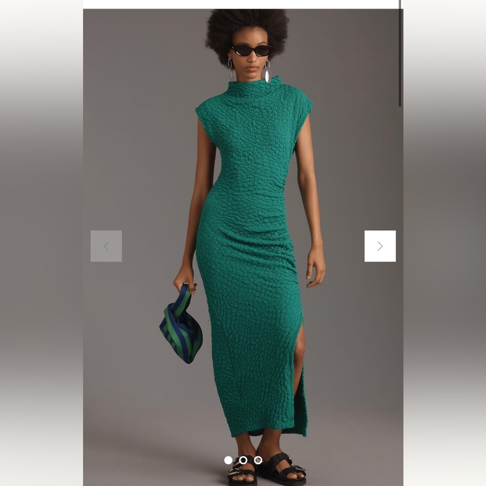 The Maya Ruched Cowl-Neck Dress: Textured Edition